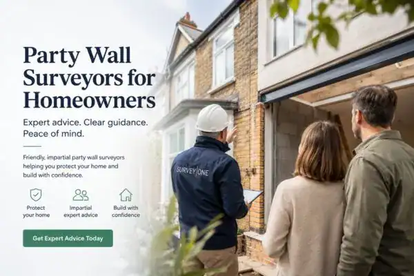Image of couple with Party wall survey from Survey One Poole